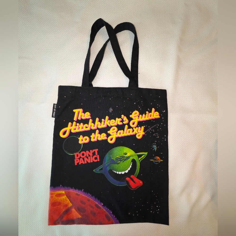 Black Hitchhiker's Guide Tote Bag